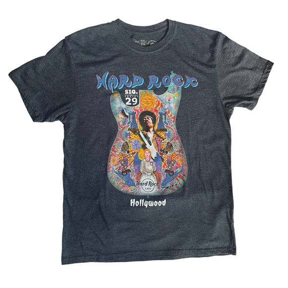Hard Rock Cafe Hendrix Sig. Series 29 Cotton T-Shirt Gray Short Sleeve L - Picture 1 of 5